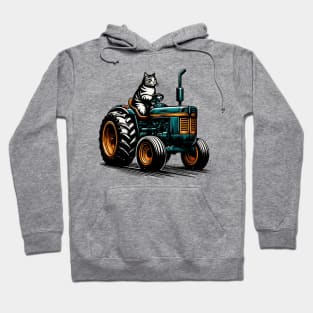 Funny Cat Driving A Tractor Hoodie